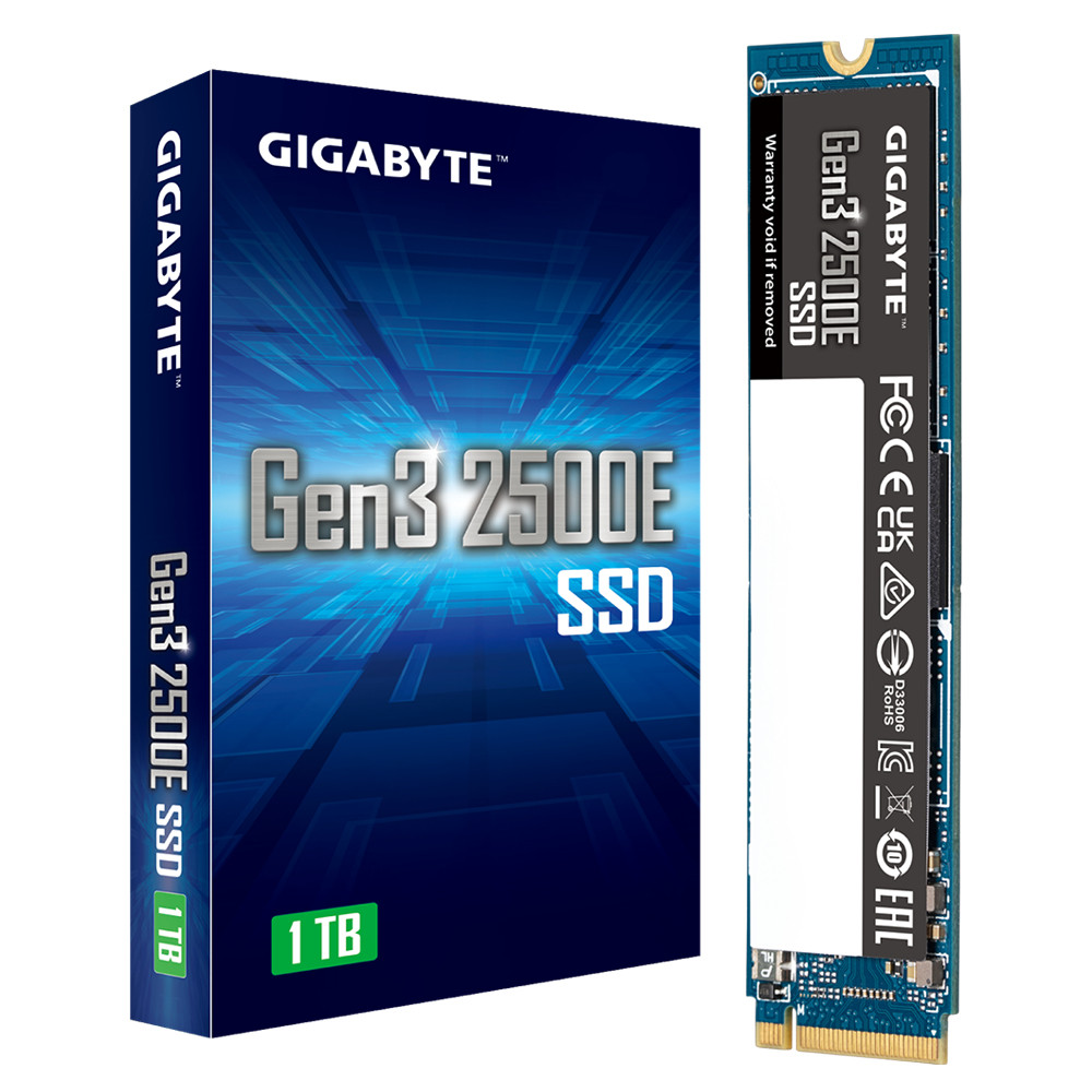 Gigabyte G325E1TB | 1000 GB | Solid-state drive interface PCIe 3.0x4, NVMe1.3 | Read speed 2400 MB/s | Write speed 1800 MB/s