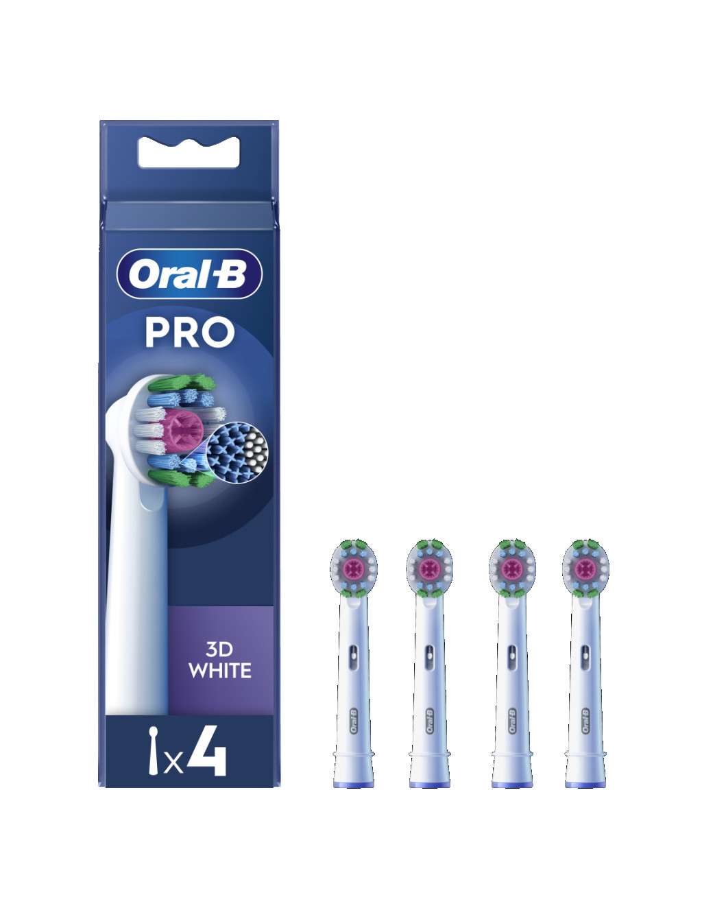 Oral-B | Replaceable toothbrush heads | EB18-4 3D White Pro | Heads | For adults | Number of brush heads included 4 | White