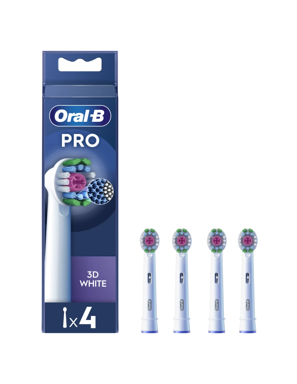 Oral-B | Replaceable toothbrush heads | EB18-4 3D White Pro | Heads | For adults | Number of brush heads included 4 | White