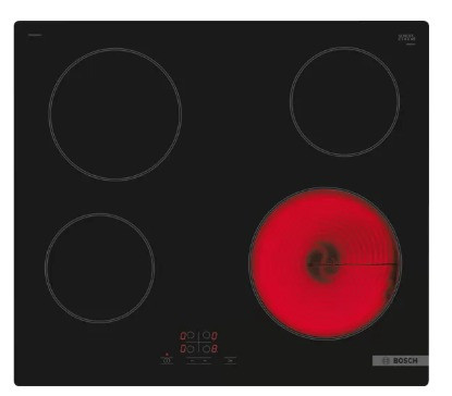 Bosch Hob | PKE61RBA2E | Electric | Number of burners/cooking zones 4 | Touch | Timer | Black