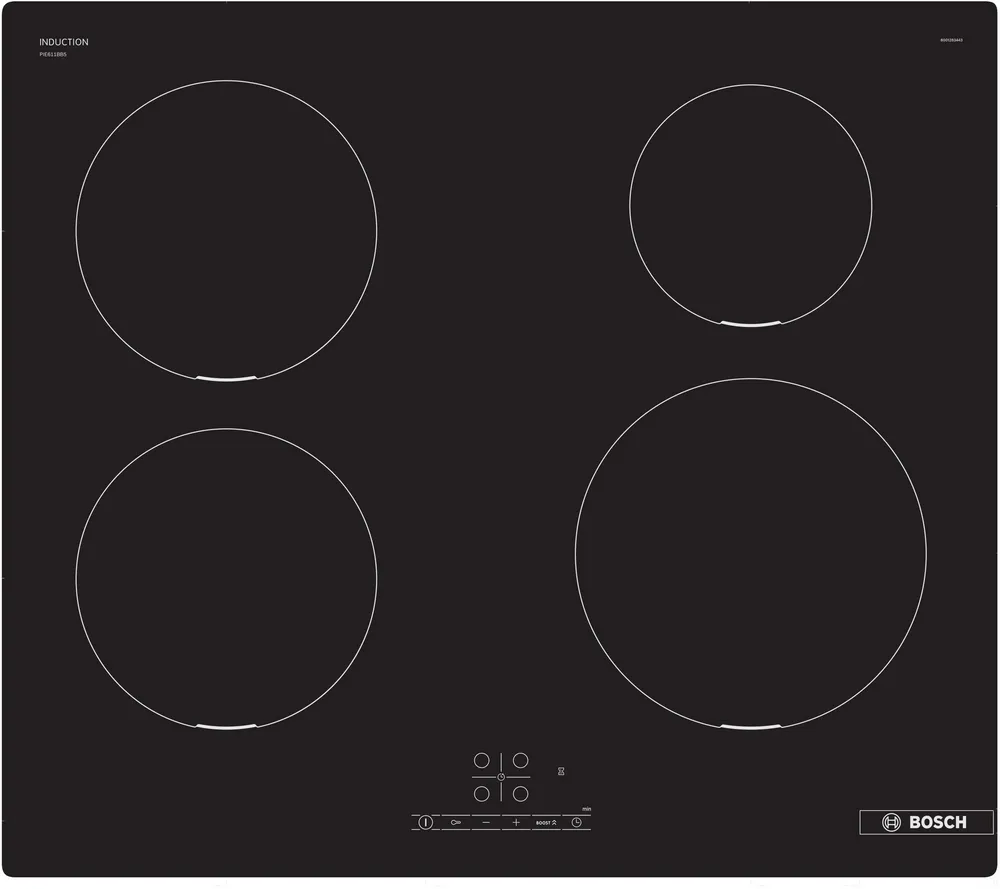 Bosch Hob | PIE611BB5E | Induction | Number of burners/cooking zones 4 | Touch | Timer | Black | Display