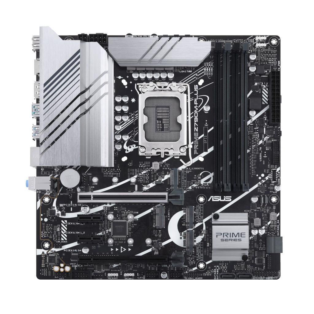 Asus | PRIME Z790M-PLUS | Processor family Intel | Processor socket LGA1700 | DDR5 | Supported hard disk drive interfaces SATA, M.2 | Number of SATA connectors 4