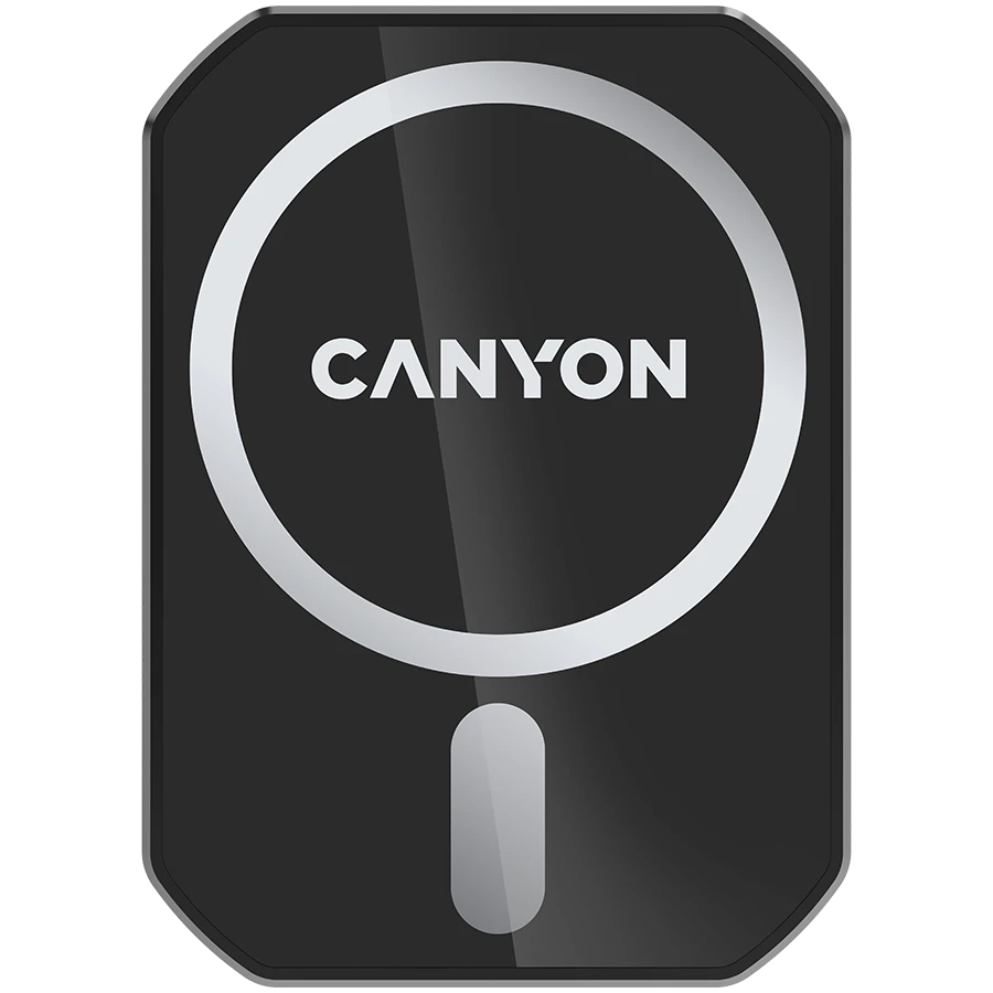 CANYON CH-15, Magnetic car holder and wireless charger, C-15-01, 15W，Input: USB-C: 5V/2A, 9V/3A;Output: 5W, 7.5W, 10W, 15W;83*60*8.15mm,0.147kg,black