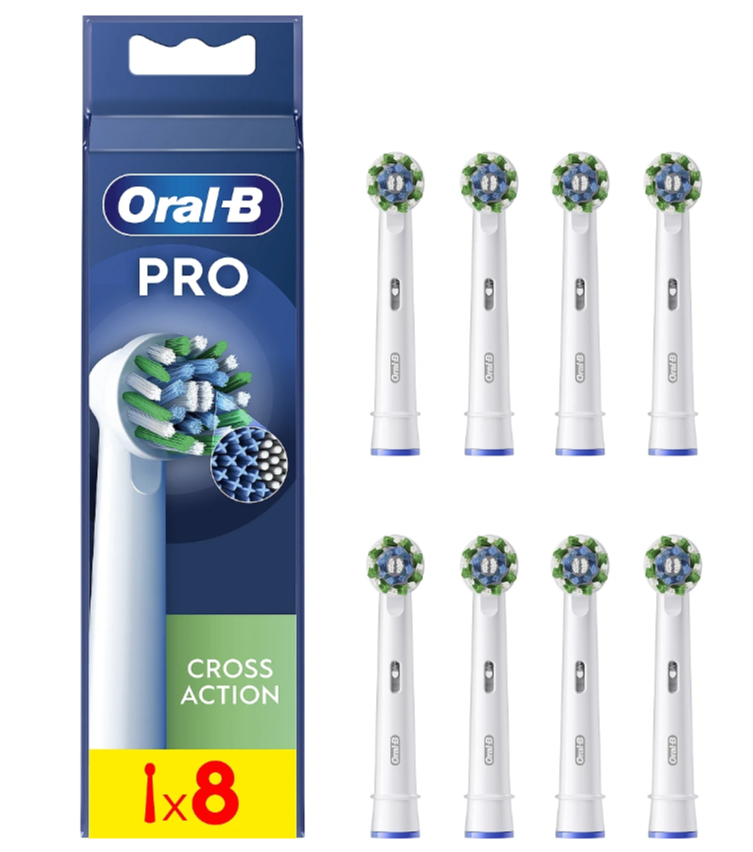 Oral-B | Replaceable toothbrush heads | EB50RX-8 Cross Action Pro | Heads | For adults | Number of brush heads included 8 | White
