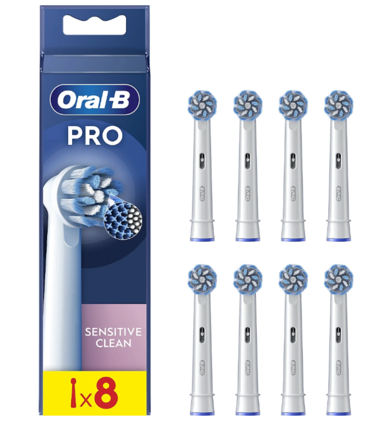 Oral-B | Replaceable toothbrush heads | EB60X-8 Sensitive Clean Pro | Heads | For adults | Number of brush heads included 8 | White