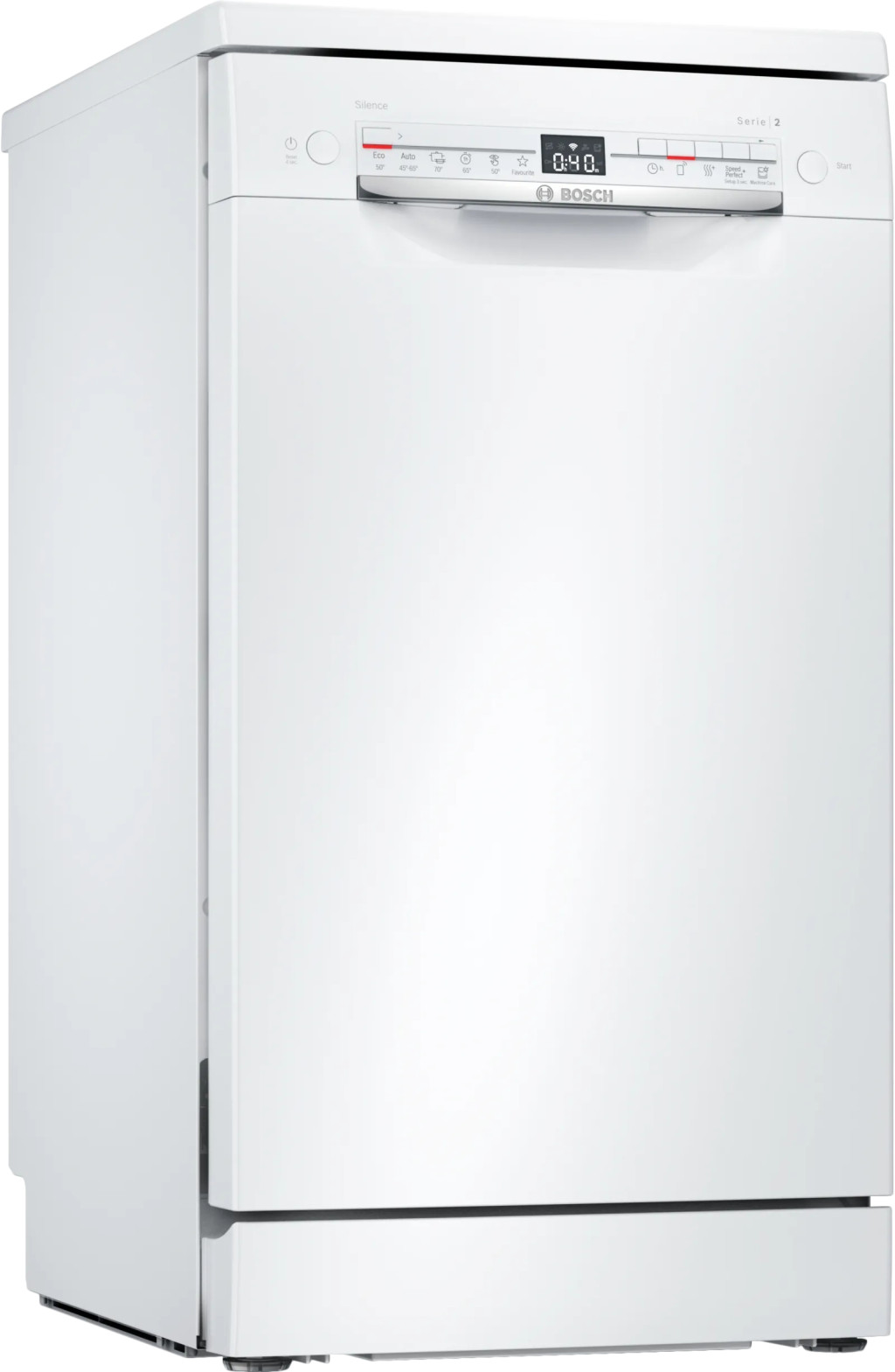 Dishwasher | SPS2HMW58E | Free standing | Width 45 cm | Number of place settings 10 | Number of programs 6 | Energy efficiency class E | Display | AquaStop function | White