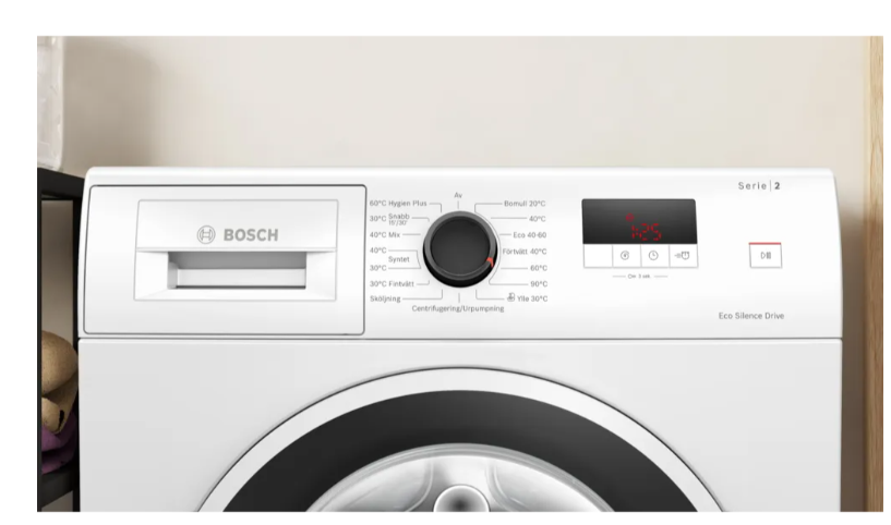 Bosch Washing Machine | WGE0240ASN | Energy efficiency class A | Front loading | Washing capacity 7 kg | 1400 RPM | Depth 59 cm | Width 60 cm | Display | LED | Direct drive | White