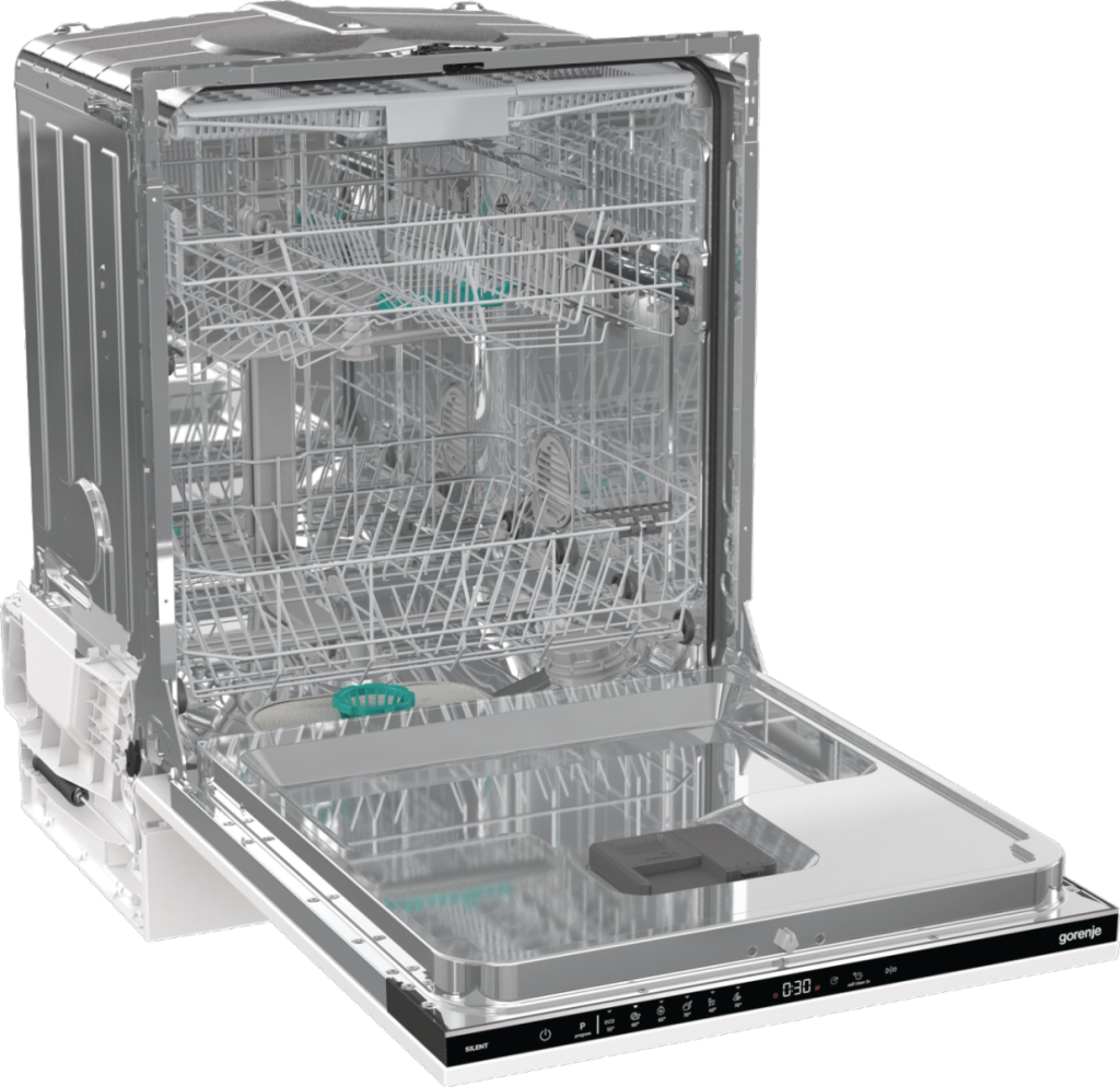 Dishwasher | GV643E90 | Built-in | Width 60 cm | Number of place settings 16 | Number of programs 6 | Energy efficiency class E | Display | AquaStop function | White