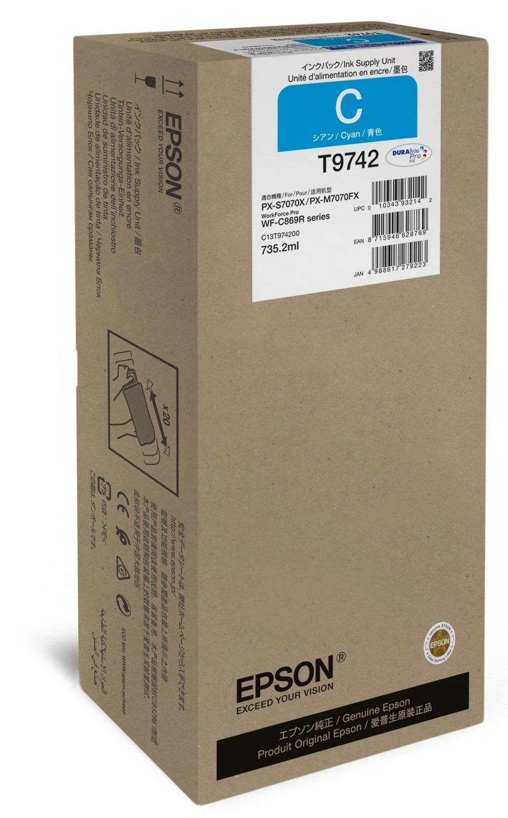 Epson XXL Ink Supply Unit | WorkForce Pro WF-C869R | Ink pack | Cyan