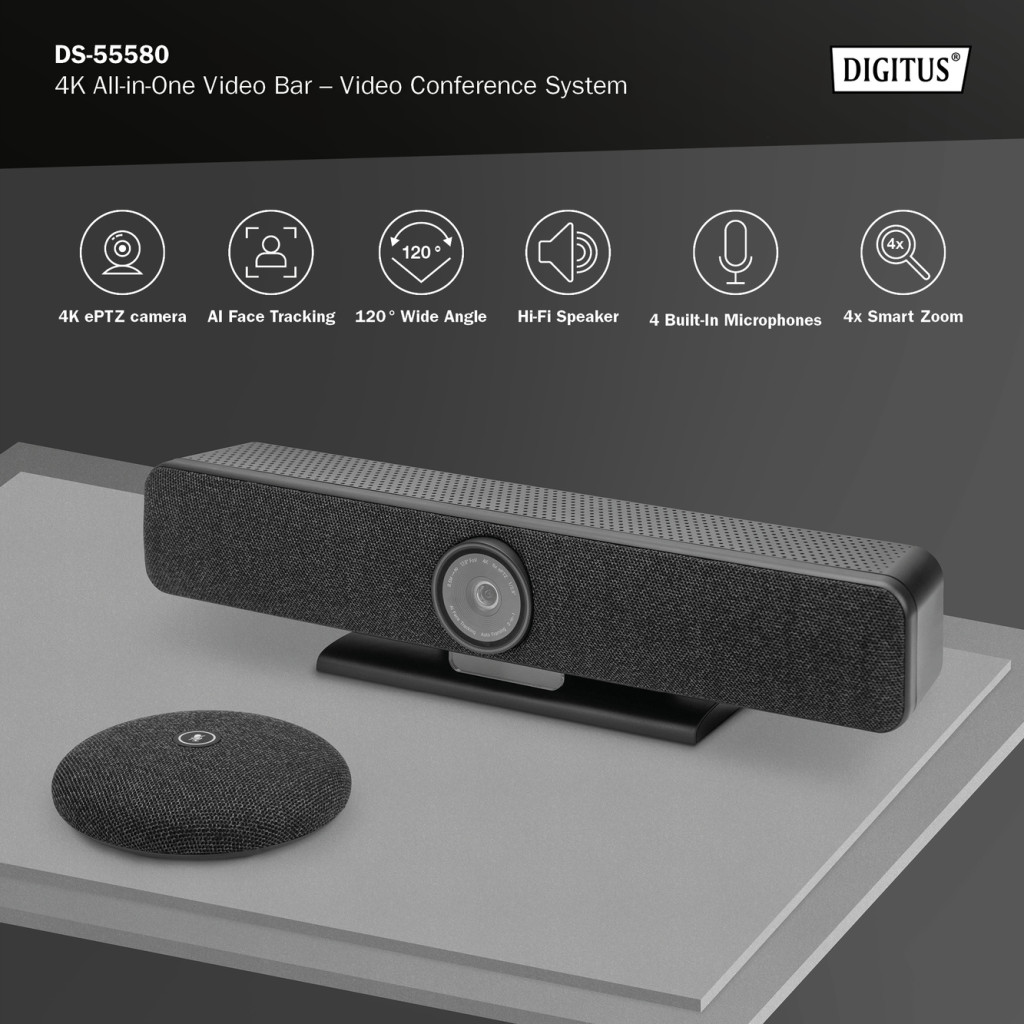 Digitus | 4K All-in-One Video Bar Pro – Video Conference System | DS-55580