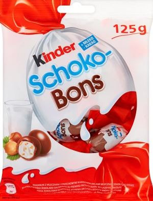 KINDER Piimašokolaadist kompvekid Schoko-Bons piima-ja pähklitäidisega 125g (kogus 2 tükki)