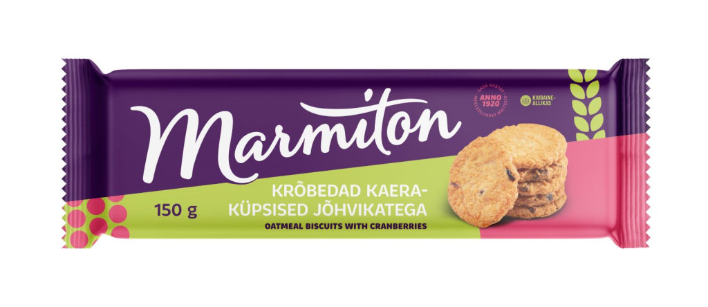 MARMITON Kaeraküpsised jõhvikatega 150g (kogus 2 tükki)