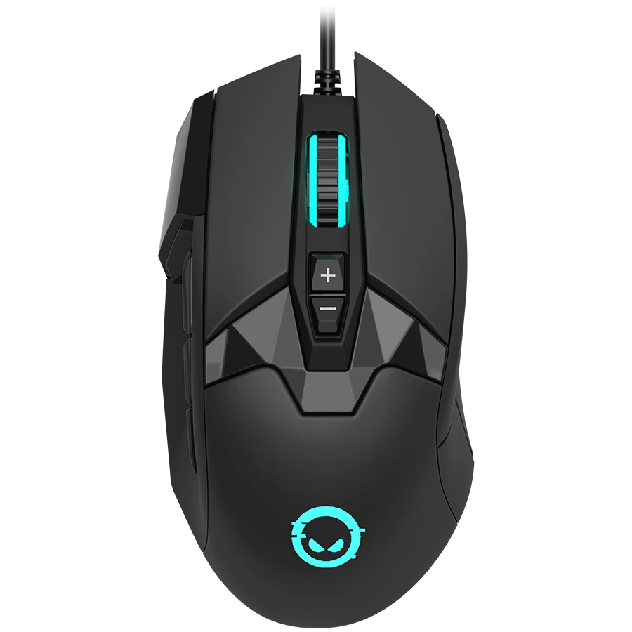 LORGAR Stricter 579, gaming mouse, 9 programmable buttons, Pixart PMW3336 sensor, DPI up to 12 000, 50 million clicks buttons lifespan, 2 switches, built-in display, 1.8m USB soft silicone cable, Matt UV coating with glossy parts and RGB lights with 4 LED flowing modes, size: 131*72*41mm, 0.127kg, black