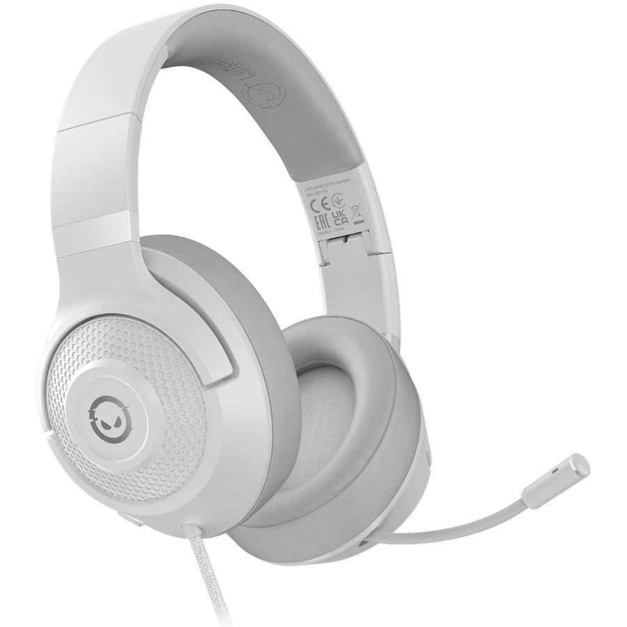 LORGAR Noah 101, Gaming headset with microphone, 3.5mm jack connection, cable length 2m, foldable design, PU leather ear pads, size: 185*195*80mm, 0.245kg, white