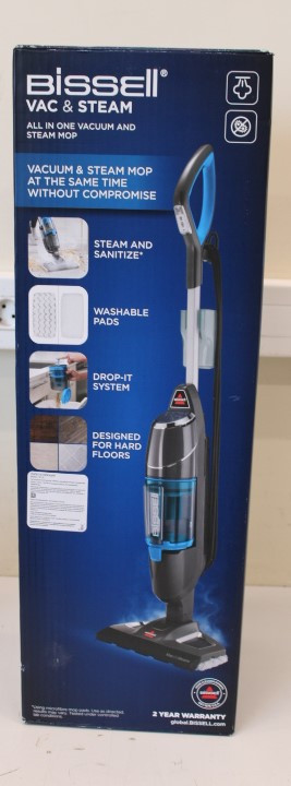 SALE OUT. Bissell Vac&Steam Steam Cleaner,  | Bissell Vacuum and steam cleaner | Vac & Steam | Power 1600 W | Steam pressure Not Applicable. Works with Flash Heater Technology bar | Water tank capacity 0.4 L | Blue/Titanium | UNPACKED, USED, SCRATCHED