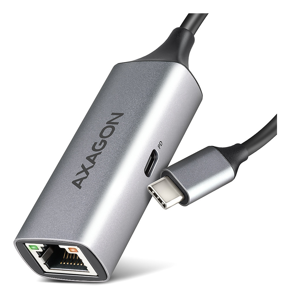 AXAGON ADE-TXPD USB-C USB3.2 Gen 1 -  Gigabit Ethernet + PD 100W, Switch comp., metal, grey