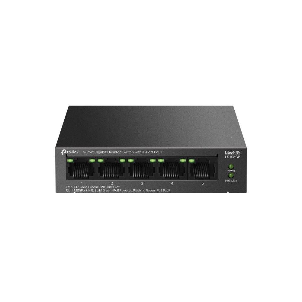 TP-LINK | 5-Port Gigabit Desktop Switch with  4-Port PoE+ | LS105GP | Unmanaged | Desktop