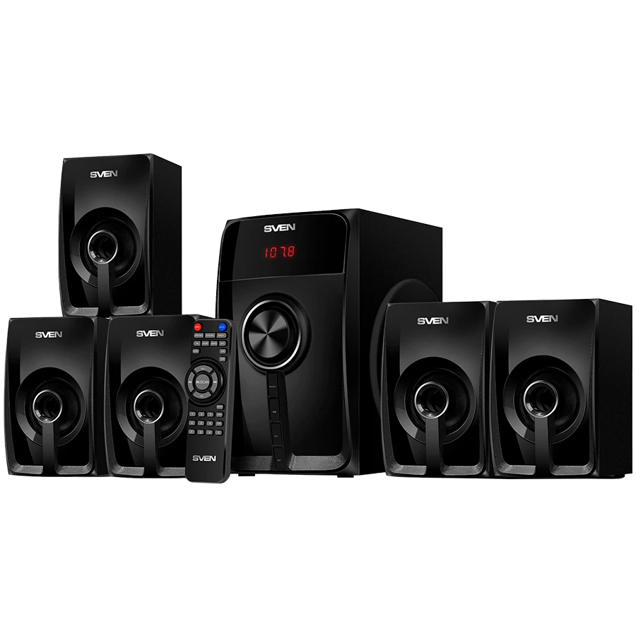 Speakers SVEN HT-202, black (100W, Bluetooth, FM, USB/SD, Display, RC unit)