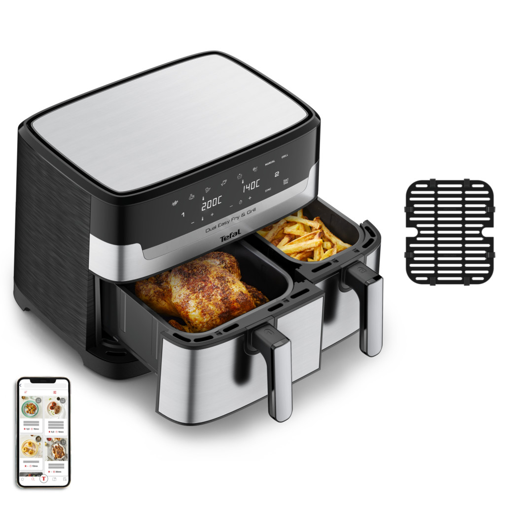 TEFAL Fryer | EY905D10 | Capacity 5.2+3.1 L | Hot air technology | Stainless Steel/Black