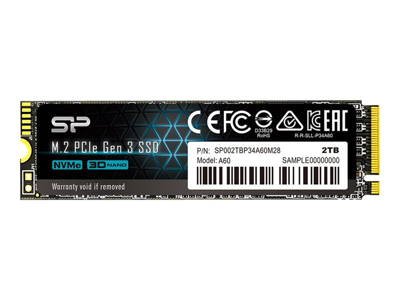 Silicon Power SSD | P34A60 | 2000 GB | Solid-state drive interface PCIe Gen3x4 | Read speed 2200 MB/s | Write speed 1600 MB/s