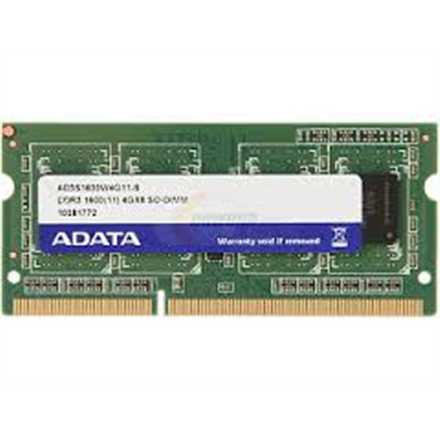 ADATA 4 GB, DDR3, 1600 MHz, Notebook, Registered No, ECC No
