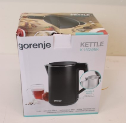 SALE OUT.  | Gorenje Kettle | K15DWBK | Electric | 2200 W | 1.5 L | Stainless steel | 360° rotational base | Black | DAMAGED PACKAGING, SMALL DENT ON FRAME, SCRATCHES ON SIDES