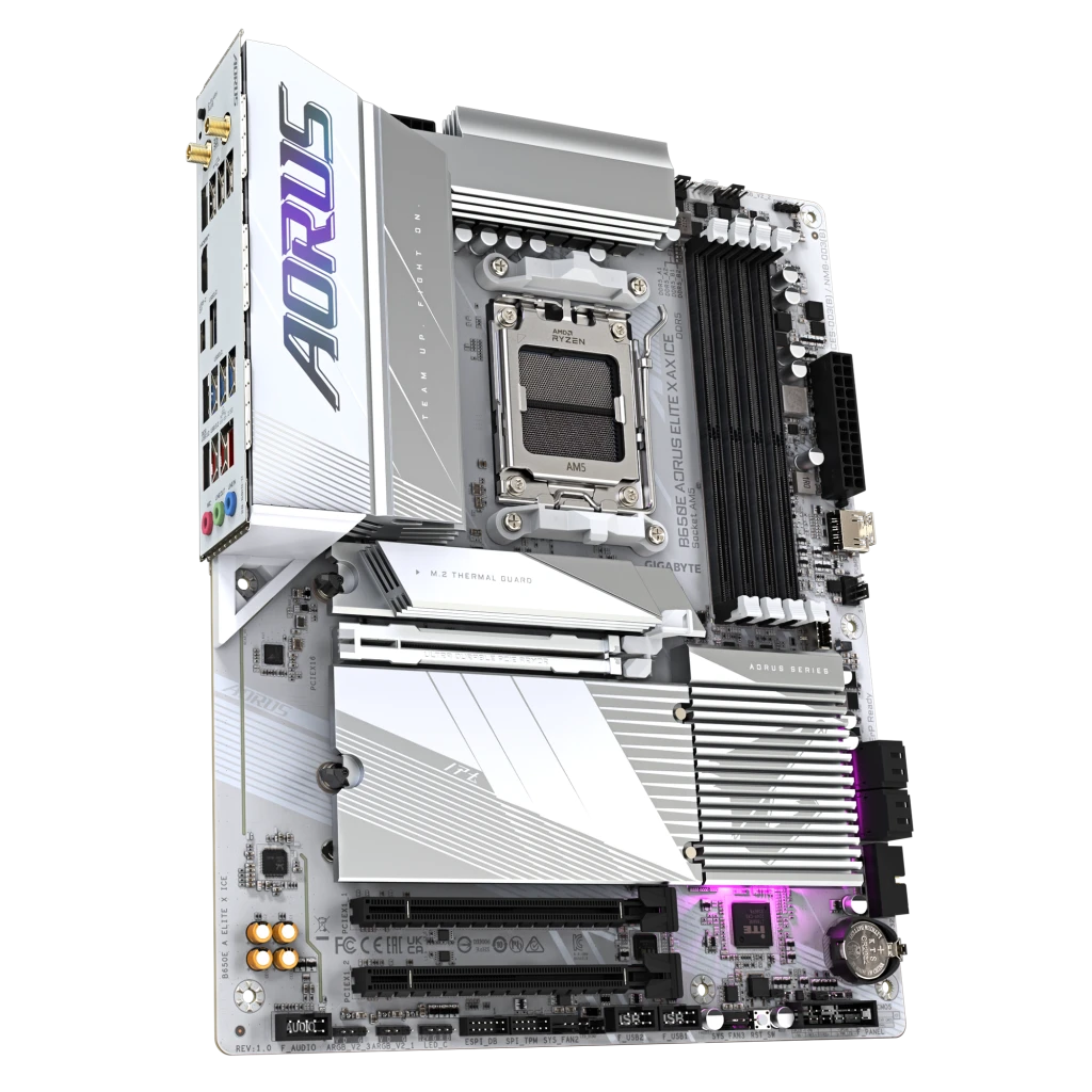 Gigabyte B650E A ELITE X ICE | Processor family AMD | Processor socket AM5 | DDR5 | Supported hard disk drive interfaces SATA, M.2 | Number of SATA connectors 4