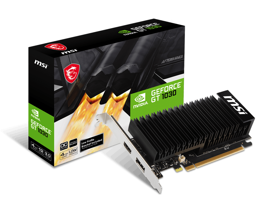 MSI GeForce GT 1030 4GHD4 LP OC | NVIDIA | 4 GB | GeForce GT 1030 | DDR4 | HDMI ports quantity 1 | PCI Express 3.0 x16 (uses x4)