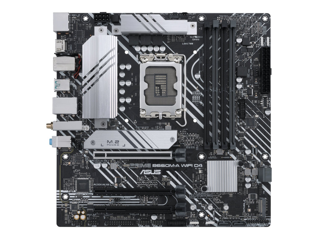 Asus Processor family Intel | Processor socket LGA1700 | DDR5 DIMM | Supported hard disk drive interfaces SATA, M.2 | Number of SATA connectors 4