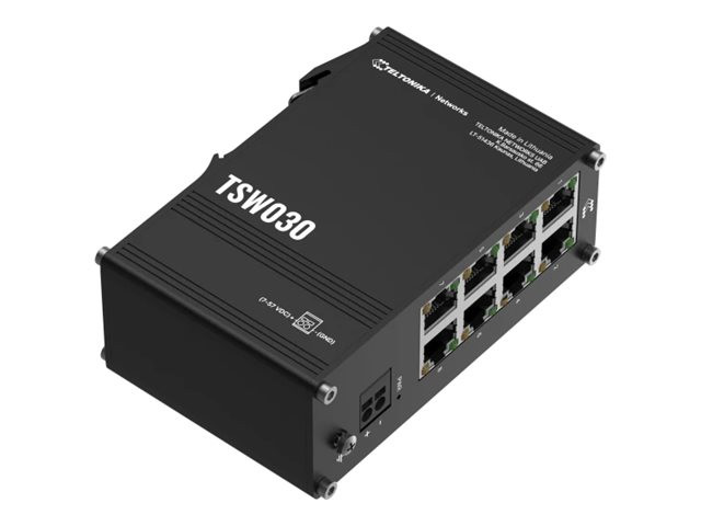 Teltonika Switch | TSW030 | Unmanaged | DIN rail mountable | 10/100 Mbps (RJ-45) ports quantity 8 | Power supply type 2-pin industrial DC power socket