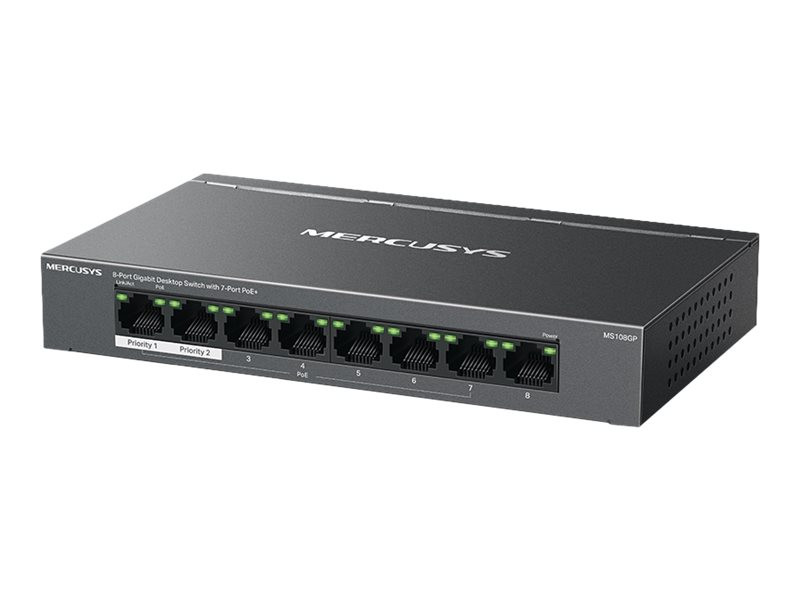 Mercusys 8-Port Gigabit Desktop Switch with 7-Port PoE+ | Mercusys