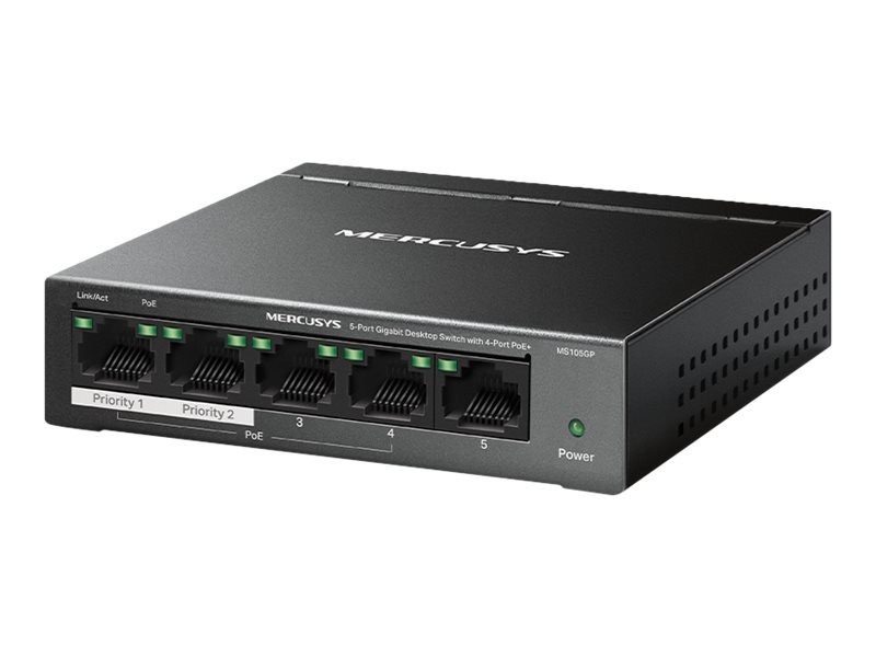 Mercusys 5-Port Gigabit Desktop Switch with  4-Port PoE+ | Mercusys