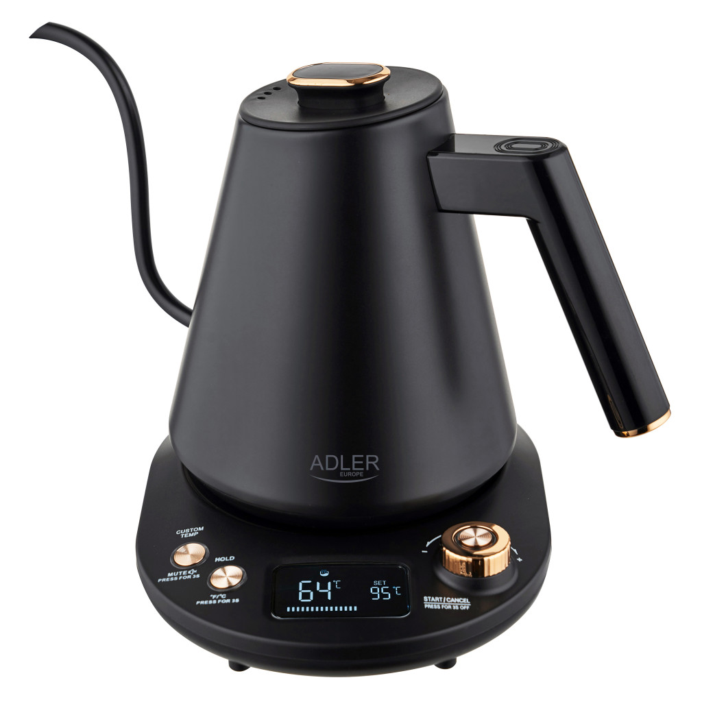 Adler Kettle | AD 1349 | Electric | 1100 W | 1 L | Stainless steel | 360° rotational base | Black/Gold