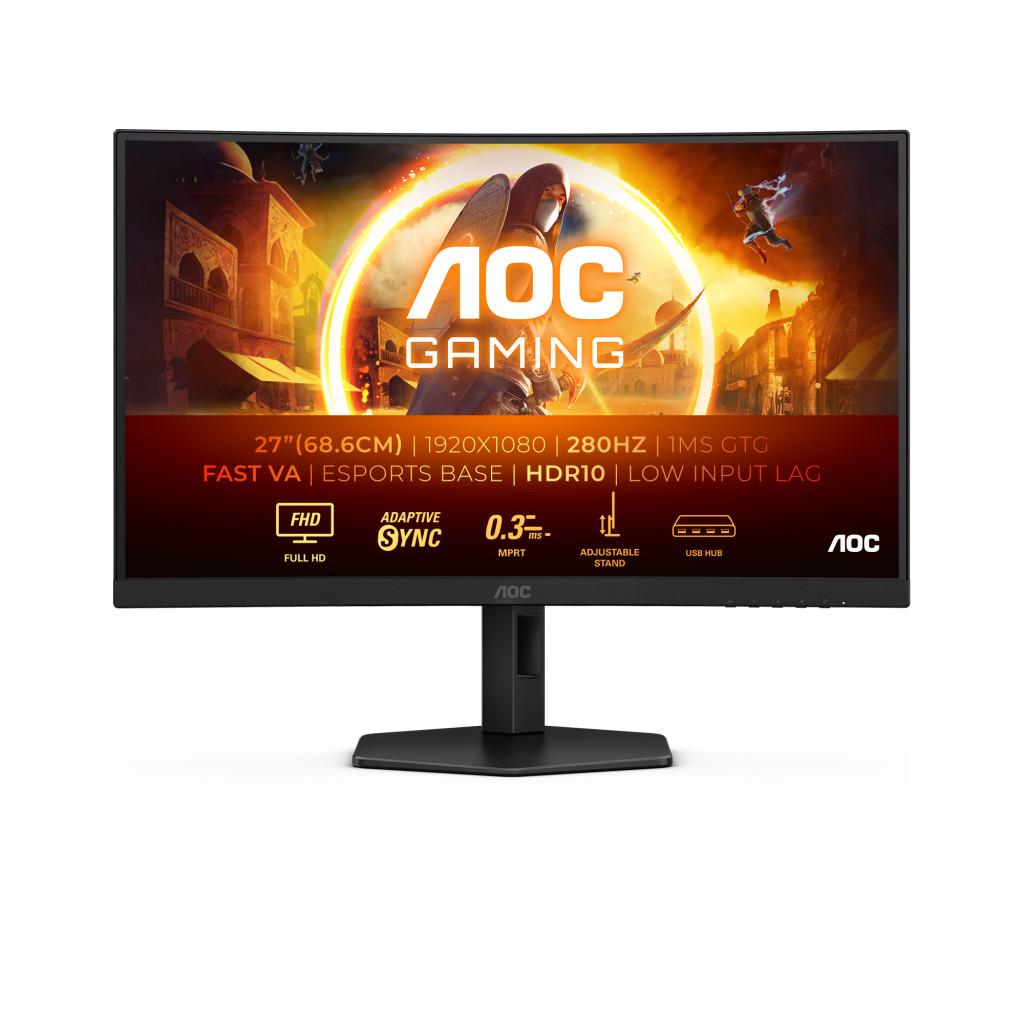 AOC C27G4ZXU | 27 " | VA | FHD | 16:9 | 280 Hz | 1 ms | 1920 x 1080 pixels | 300 cd/m² | HDMI ports quantity 2