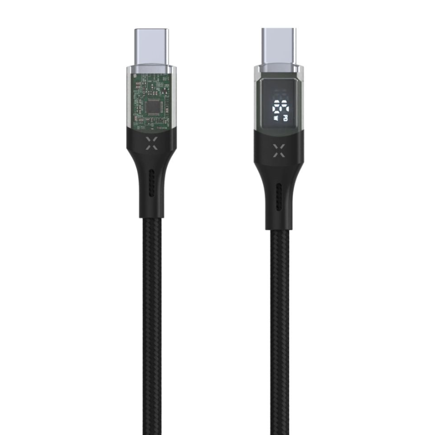 Fixed | Cable USB-C/USB-C with display, PD support, 1.2m, USB 2.0, 100W | FIXDD-CC12-BK