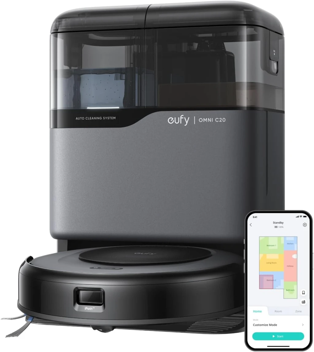 Anker Eufy | Robot Vacuum Cleaner with All-in-One Station | Omni C20 | Wet&Dry | 7000 Pa | Gray
