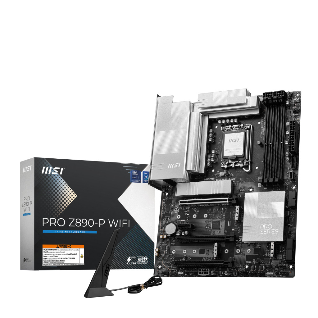 MSI PRO Z890-P WIFI | Processor family Intel | Processor socket LGA1851 | DDR5 UDIMM | Supported hard disk drive interfaces SATA, M.2 | Number of SATA connectors 4