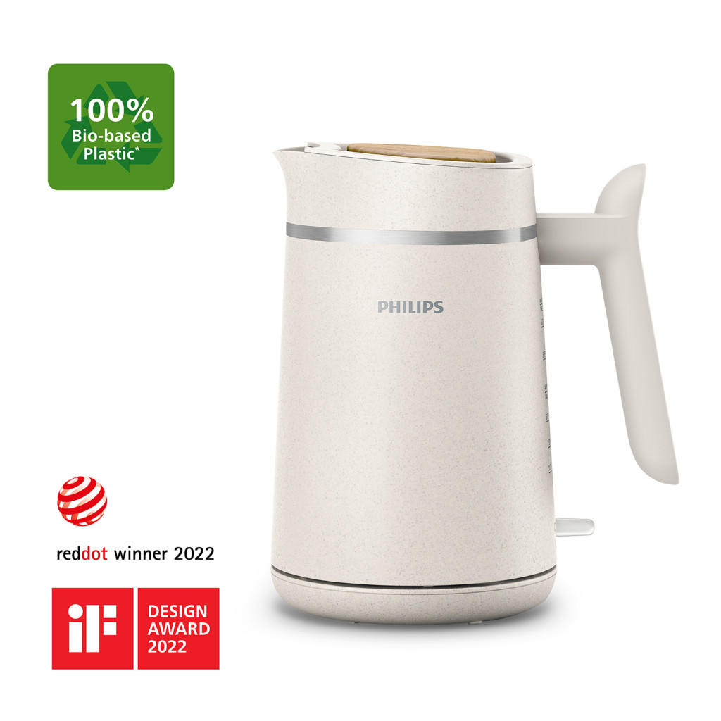 Philips Kettle | HD9365/10 Eco Conscious Edition | Electric | 2200 W | 1.7 L | 100% bioplastic | 360° rotational base | White Matt