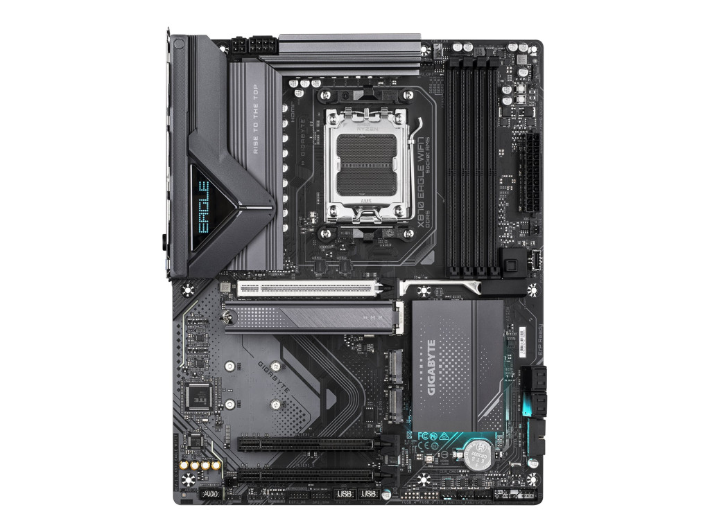 Gigabyte X870 EAGLE WIFI7 | Processor family AMD | Processor socket AM5 | DDR5 DIMM | Supported hard disk drive interfaces SATA, M.2 | Number of SATA connectors 4