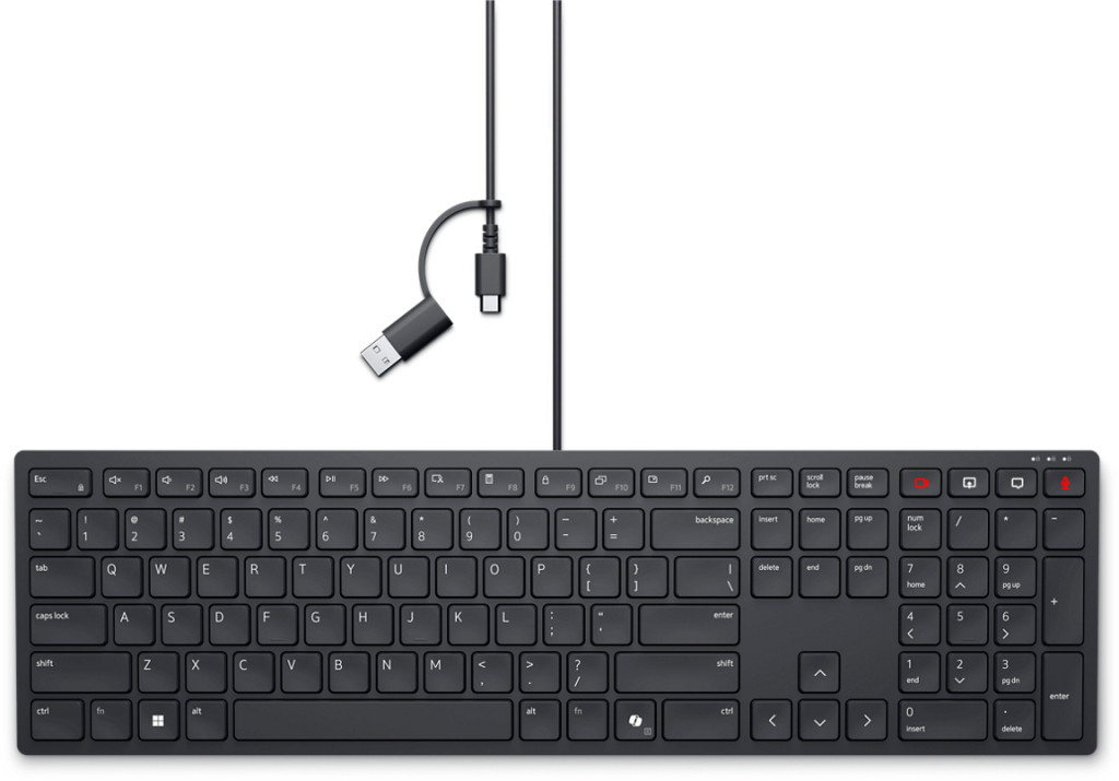 Dell | Collaboration Keyboard | KB525C | Keyboard | Wired | Ukrainian (QWERTY) | Black | USB-C