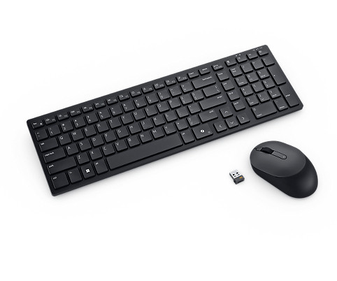 Dell | Silent Keyboard and Mouse | KM555 | Keyboard and Mouse Set | Wireless | US International (QWERTY) | Black | 2.4 GHz, Bluetooth 5.1 | Wireless connection