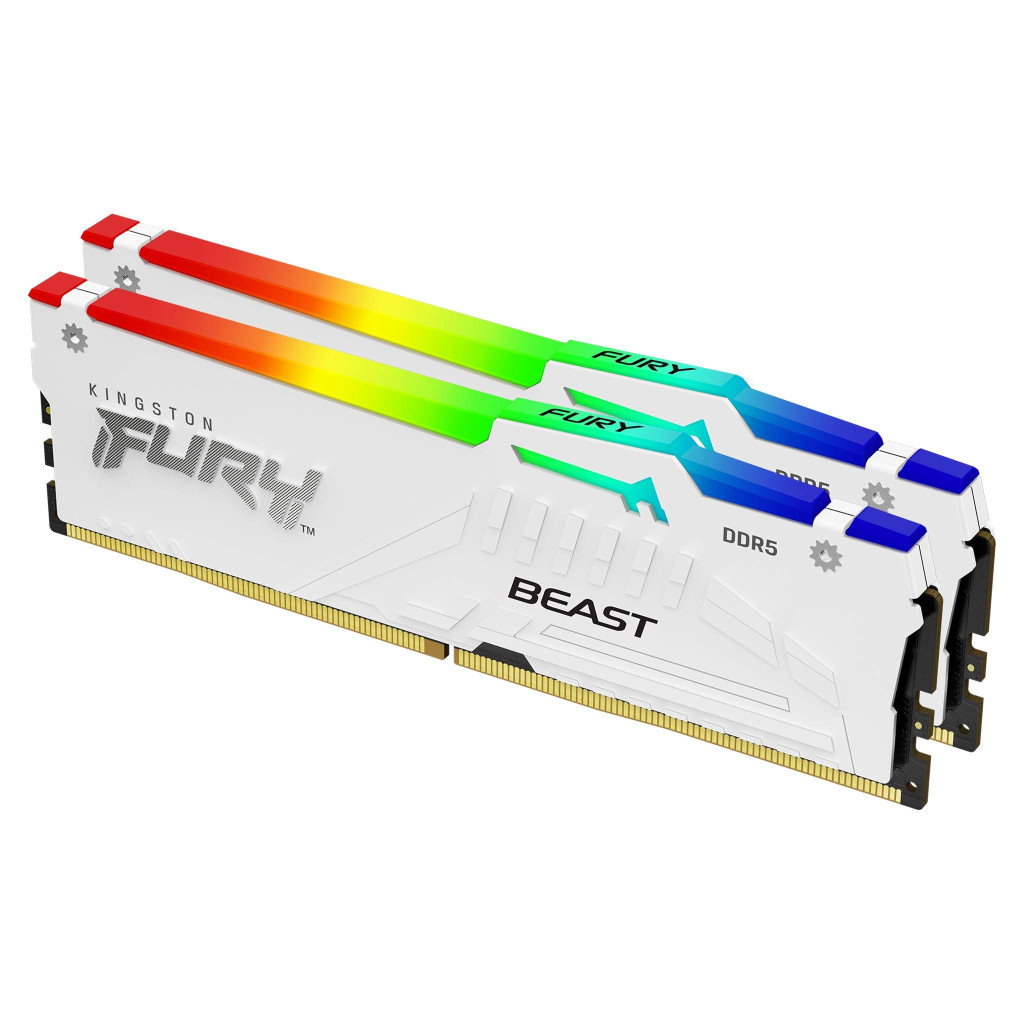Kingston KF560C30BWEAK2-64 64GB 6000MT/s DDR5 CL30 DIMM (Kit of 2) FURY Beast White RGB EXPO | Kingston