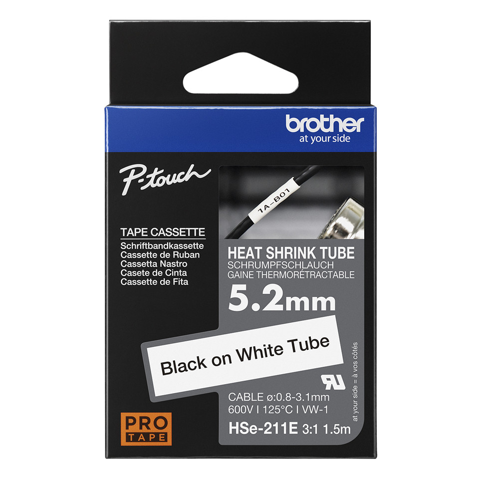 BROTHER Heat Shrink Tube Black on White