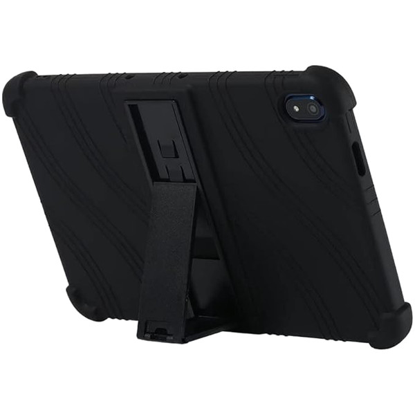 Tablet case for Prestigio Solutions Virtuoso PSTA101, soft rubber with extra protection on the corners, with kickstand. Color black.