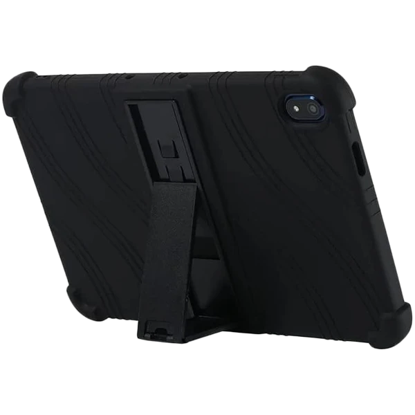 Tablet case for Prestigio Solutions Virtuoso PSTA101, soft rubber with extra protection on the corners, with kickstand. Color black.