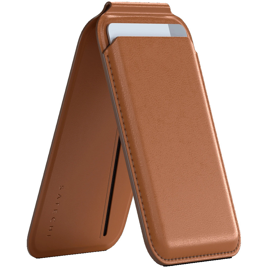 SATECHI Vegan-Leather Magnetic Wallet Stand (Brown)