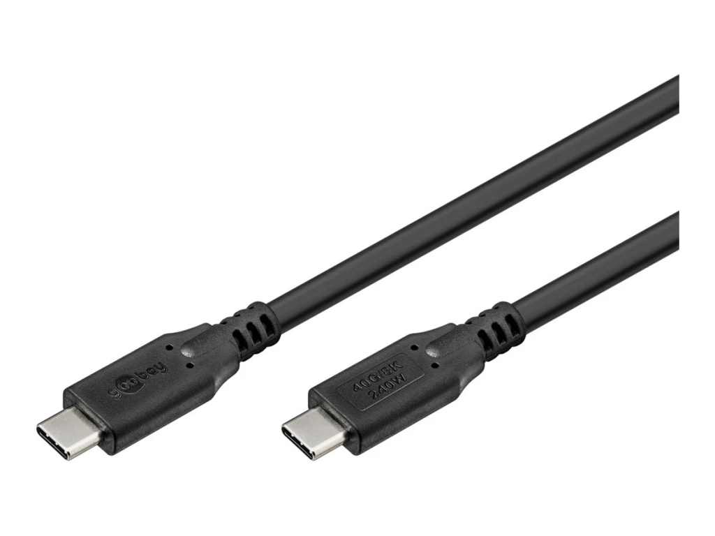 Goobay USB-C™ Cable, USB4™, 240 W, 40 Gbit/s, Power Delivery, 0.5 m, Black | Goobay