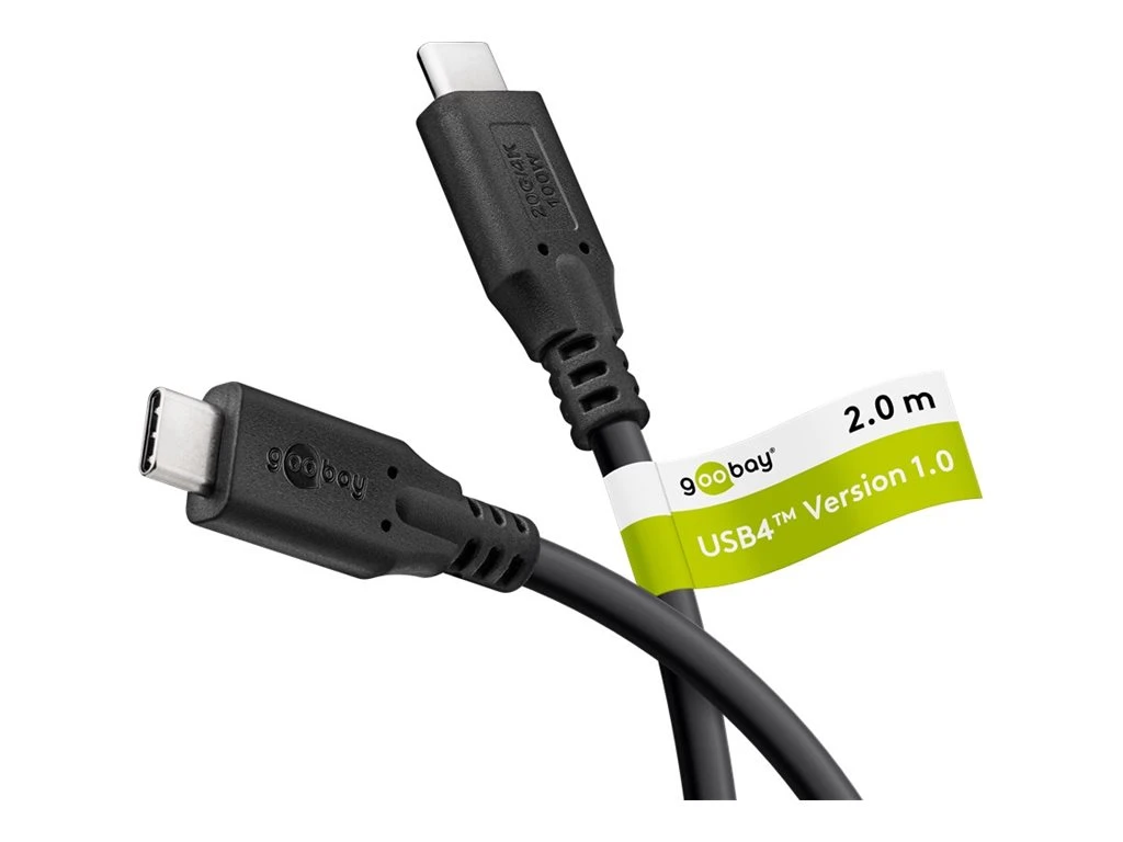 Goobay USB-C™ Cable, USB4™, 100 W, 20 Gbit/s, Power Delivery, 2 m, Black | Goobay