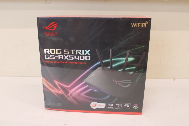 SALE OUT. Asus GS-AX5400 ROG STRIX Wireless Router,WiFi 6 Dual Band Gaming, EU+Uk plug | ROG STRIX GS-AX5400 | 802.11ax | 5400 Mbit/s | Ethernet LAN (RJ-45) ports 4 | Mesh Support Yes | MU-MiMO Yes | Antenna type 4xExternal | 1 | DAMAGED PACKAGING