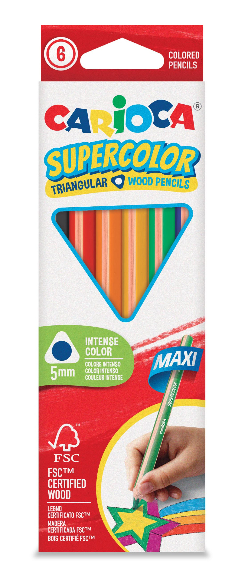 Värvipliiatsid CARIOCA SUPERCOLOR MAXI, 6 värvi